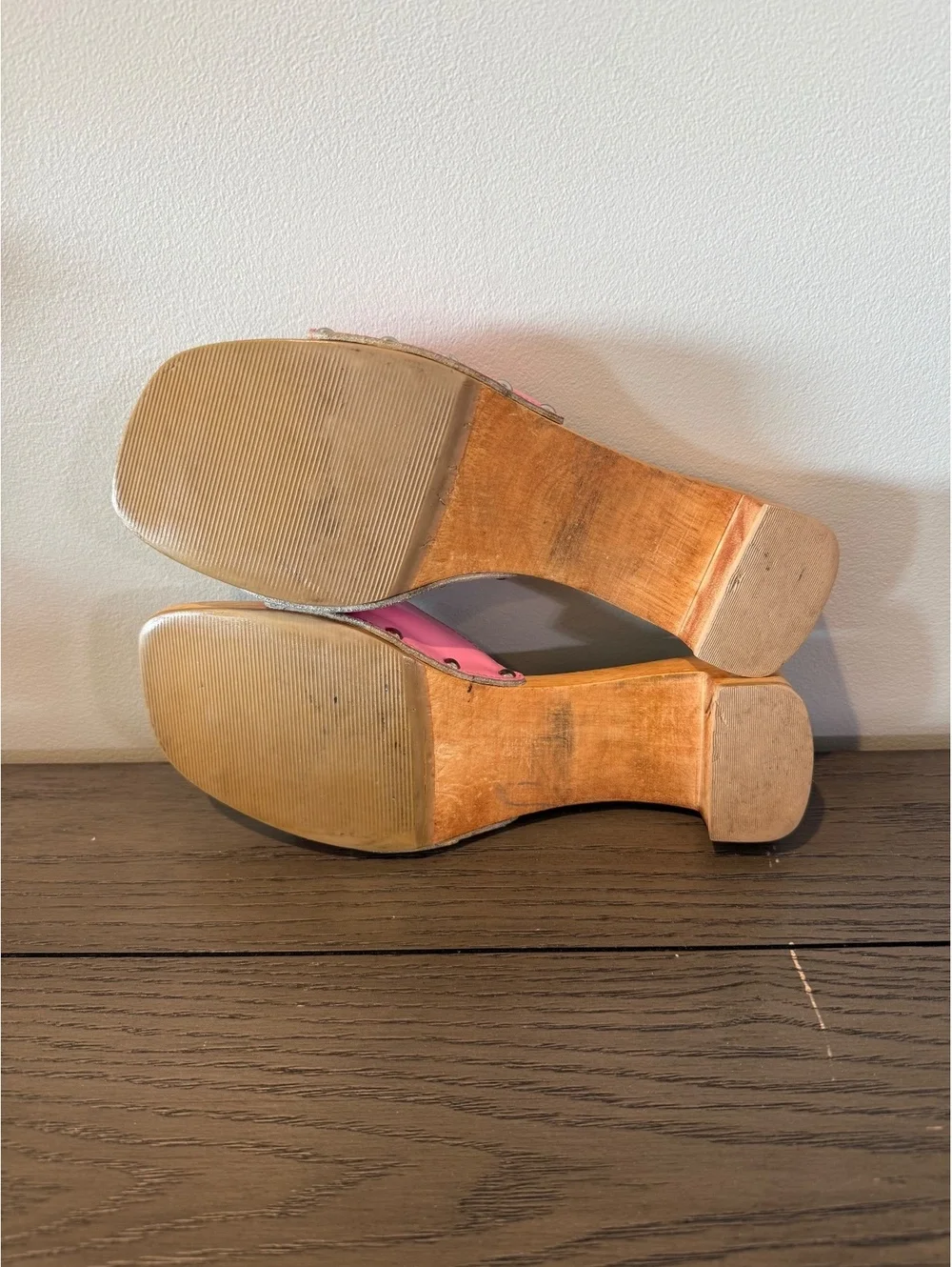 Dr. Scholl’s Leather Wood Heel Sandals Size 8M